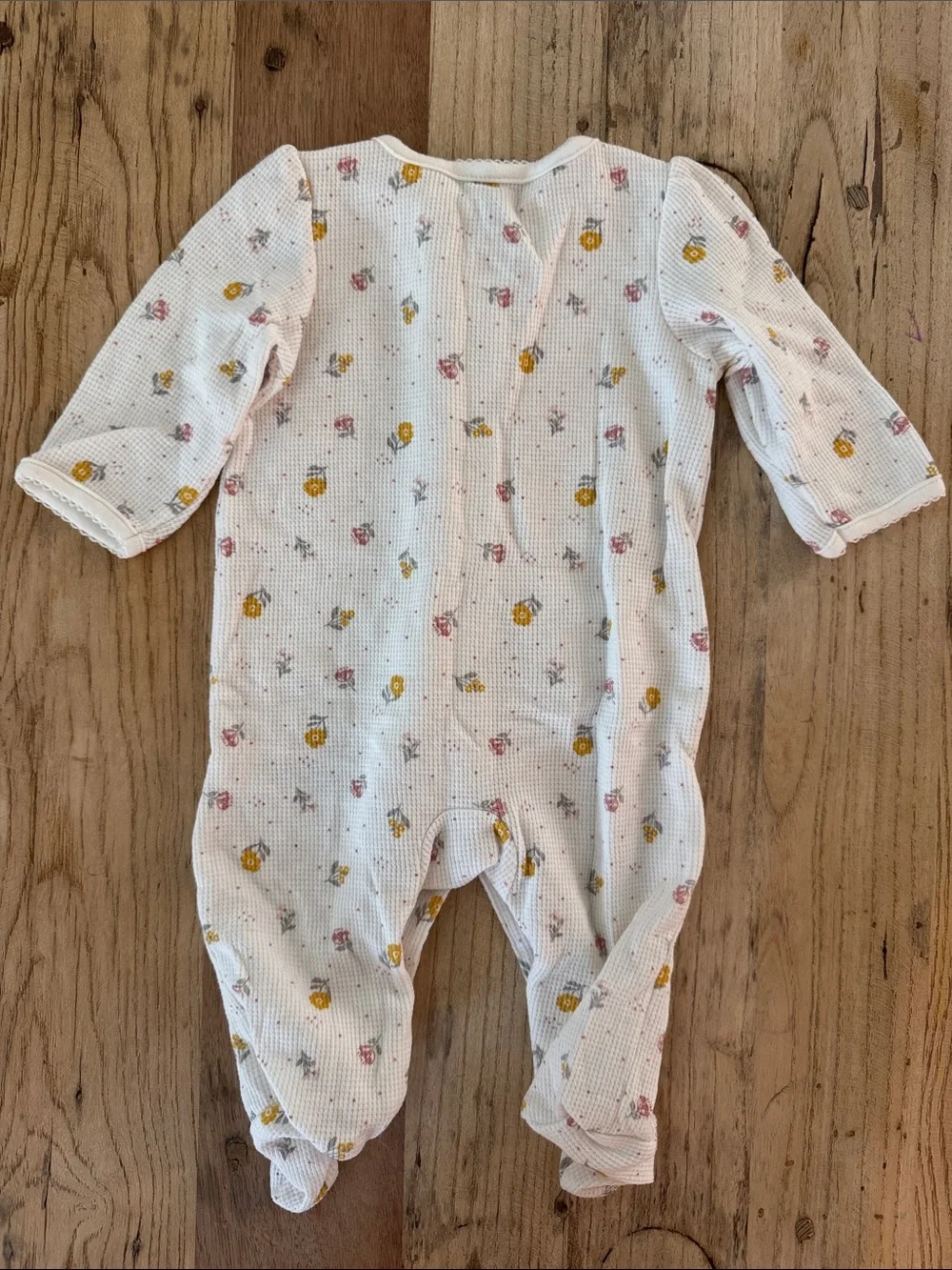 Carter's White Floral Ruffle Footed One-Piece